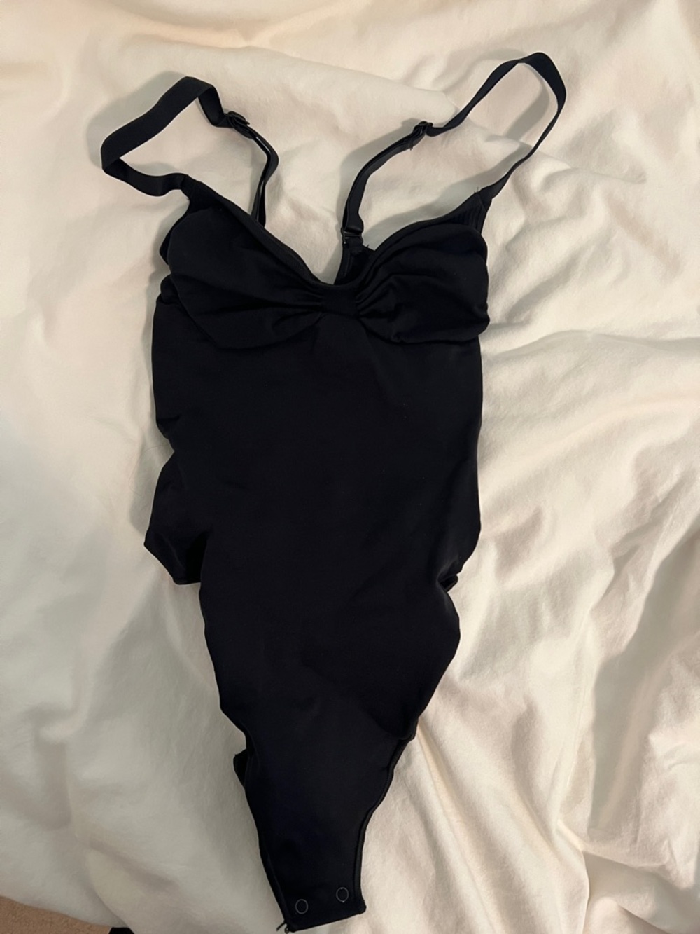 SKIMS Black Scoop-Neck Bodysuit with Adjustable Straps